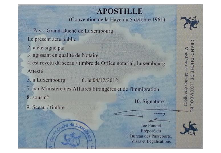 Apostille Lu