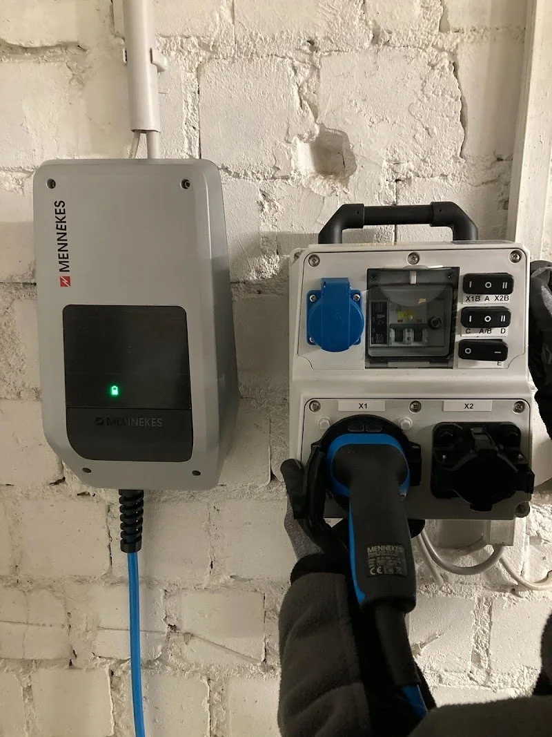 Mennekes charging station installed next to its distribution box