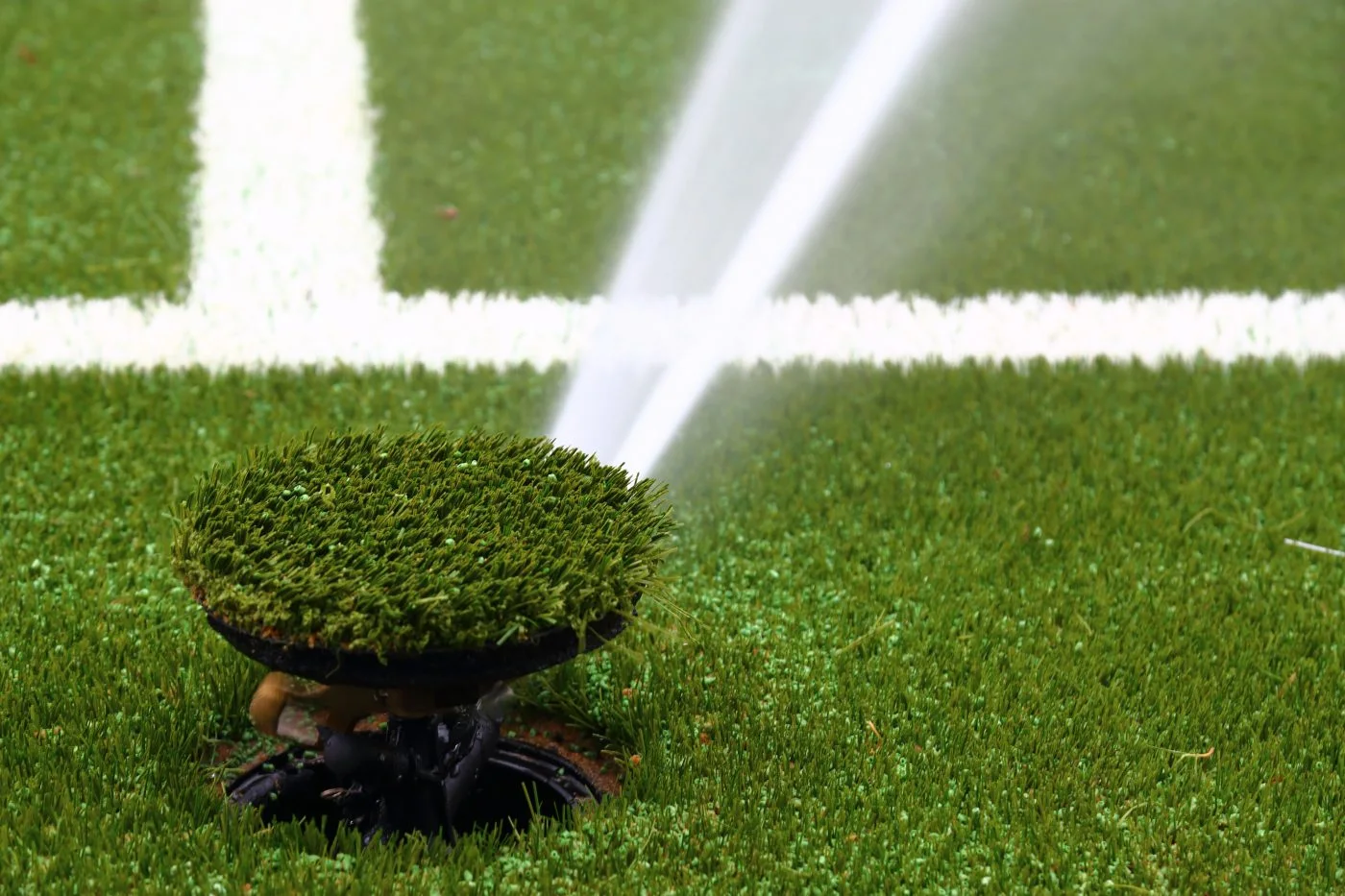 Sprinkler watering the Bettembourg football pitch