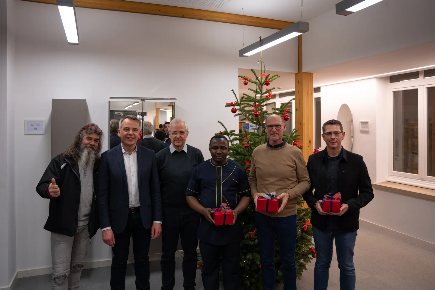The Lucas team in the showroom at the year-end party