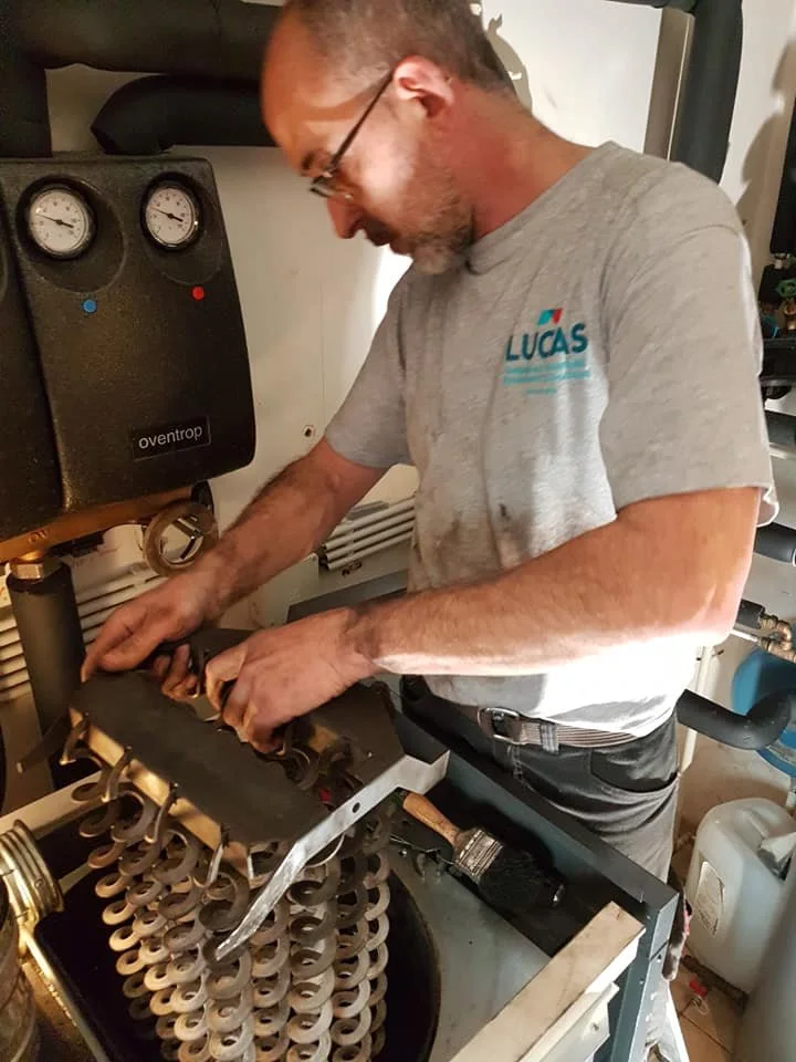 Lucas technician working on a boiler