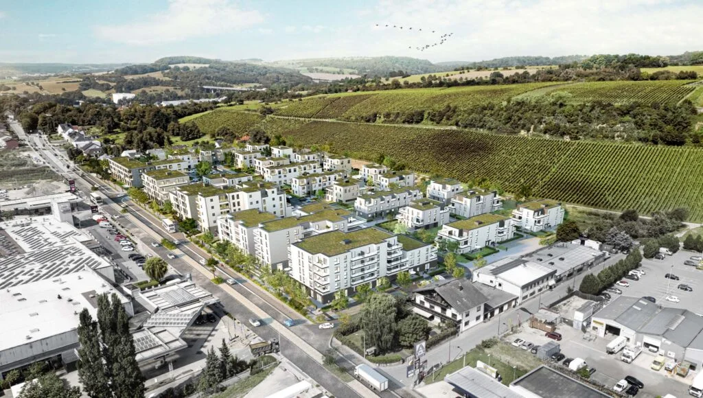 Aerial view of a residential development