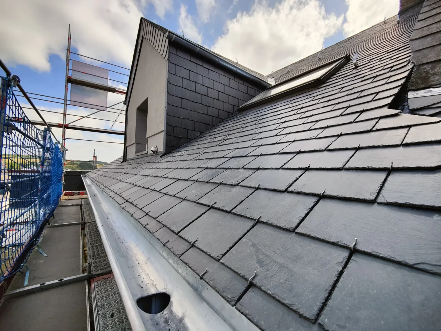New natural-slate roof after a complete renovation