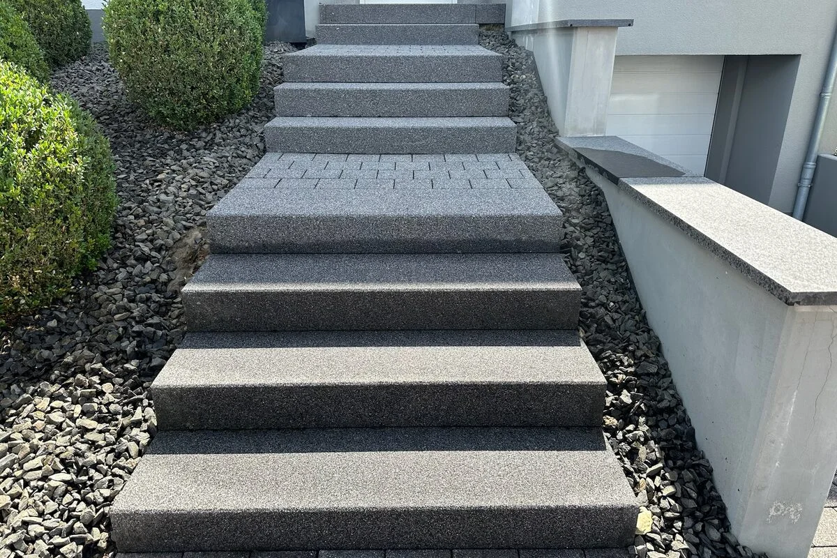 Natural-stone steps after cleaning